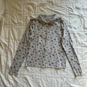 Justice girls xxl 16 18 Floral preppy polo shirt Cottagecore preppy